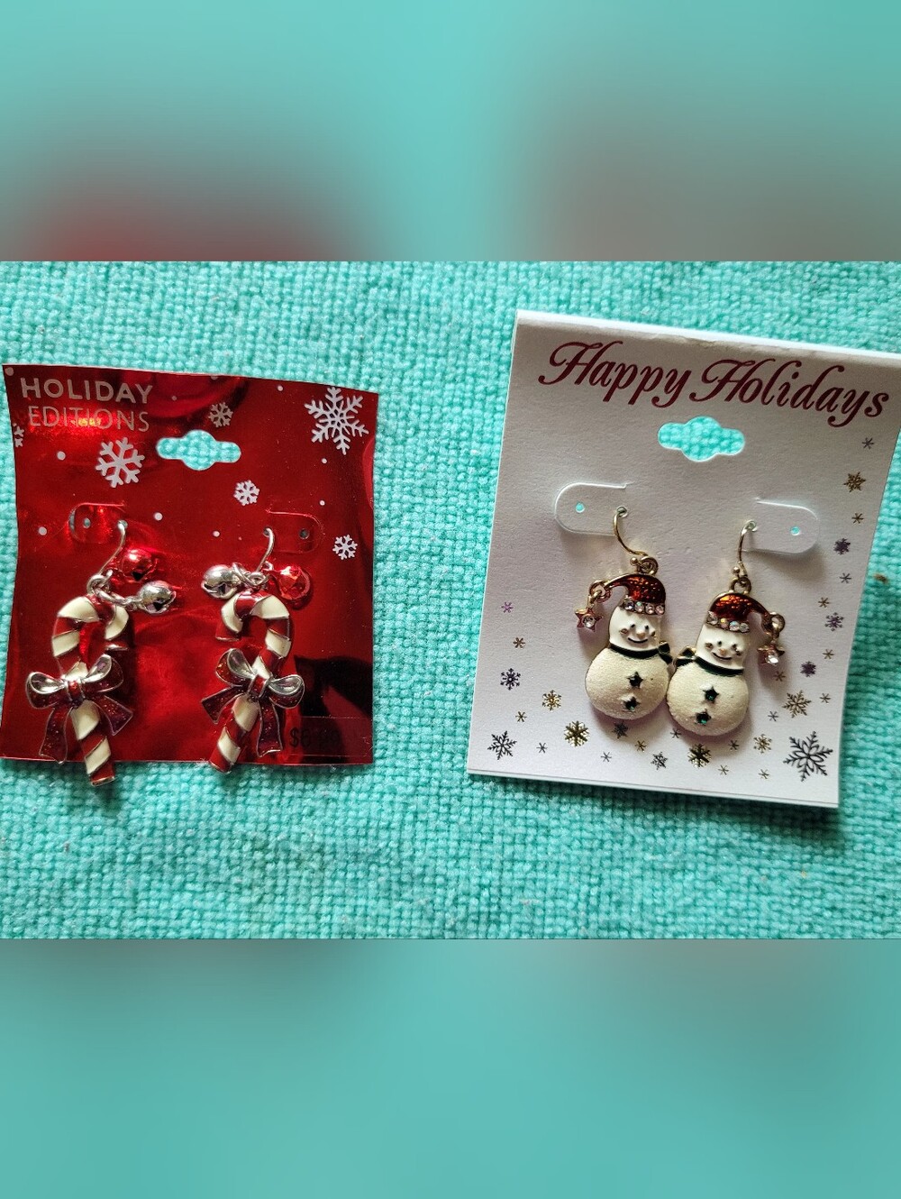 Snowman Drop White and Gold - And Candy Caned Earnings